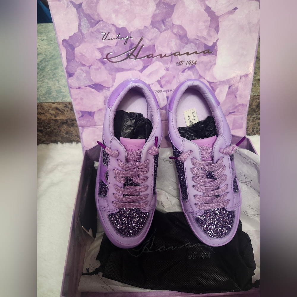 Vintage Havana Purple Glitter Sneakers